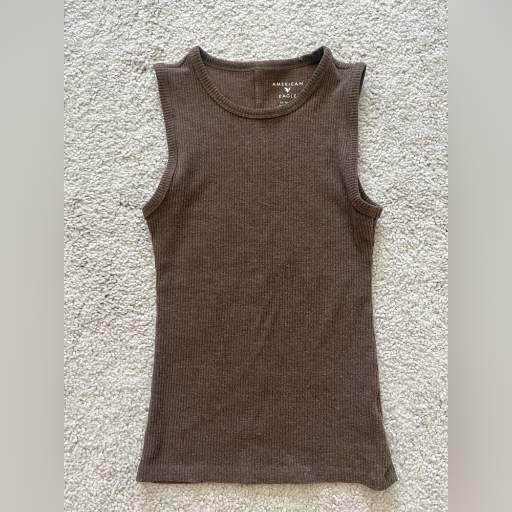 American Eagle AEO Ribbed Brown Tank